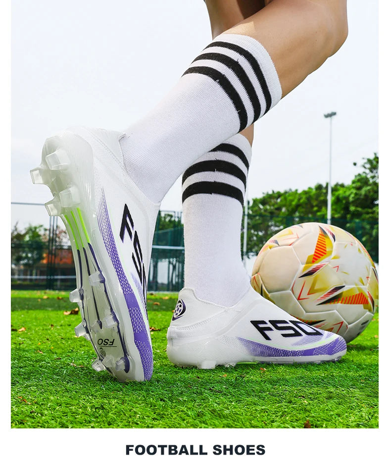 Neue Herren-Fußballschuhe, Futsal- und Outdoor-Sneaker, rutschfeste hochwertige Fußballschuhe mit Stollen für Rasenplätze, Bestseller, High-Top, leicht