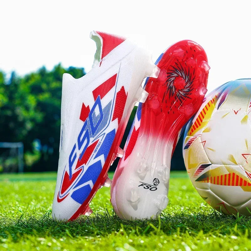 Nouvelles chaussures de football pour hommes, mi-hautes, légères, très vendues, pour l'entraînement sur herbe, antidérapantes, crampons de haute qualité pour l'extérieur.