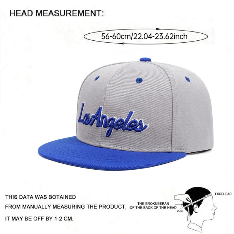 New Fashion Los Angeles Letter Embroidered Flat Edge Hat Men's Retro Hip Hop Hat Women's Outdoor Leisure Sunshade Baseball Hat