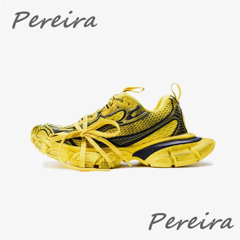Pantofi sport pentru bărbați Street Style cu talpă groasă, culori mixte noi, cu șireturi, încălțăminte casual pentru cupluri, confortabilă și respirabilă, pentru alergare și mers pe jos