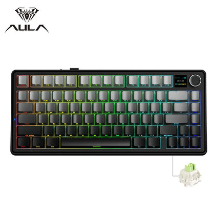 AULA F75 MAX Gaming Mechanical Keyboard 75% Wired/Bluetooth/2.4G Hot-Swap RGB E-sports Keyboard with TFT Screen for PC/Mac