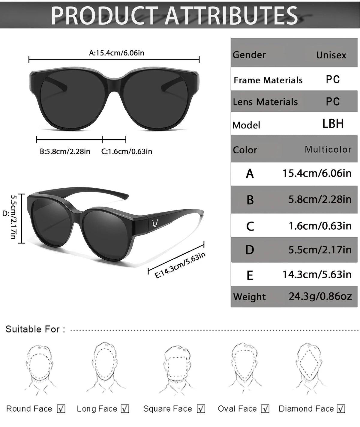 Okulary nakładane na okulary korekcyjne z etui, do noszenia na okularach korekcyjnych, unisex, okrągłe, z ochroną przed promieniowaniem UV, do uprawiania sportów na świeżym powietrzu, wędkarstwa, turystyki pieszej i jazdy na rowerze