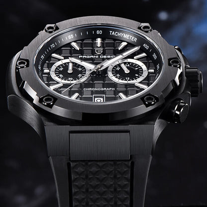 Relojes de cuarzo para hombre PAGANI DESIGN: cronógrafo deportivo de lujo, hermético, con agujas luminiscentes y cristal de zafiro con tratamiento antirreflectante