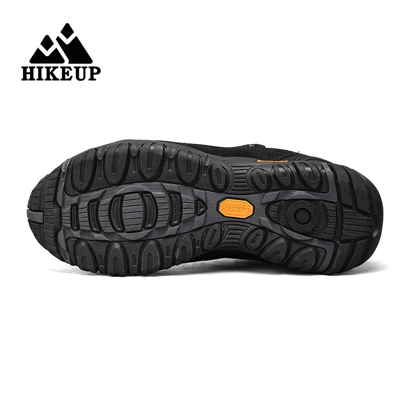HIKEUP: Zapatos de piel para hombre, zapatillas de senderismo para actividades al aire libre, zapatillas de trekking para turismo, zapatillas de trail running para escalada y montaña, tensor
