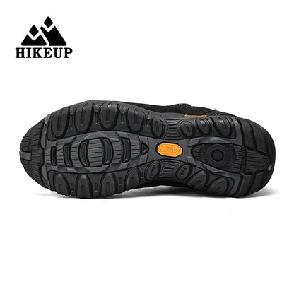 HIKEUP: Zapatos de piel para hombre, zapatillas de senderismo para actividades al aire libre, zapatillas de trekking para turismo, zapatillas de trail running para escalada y montaña, tensor