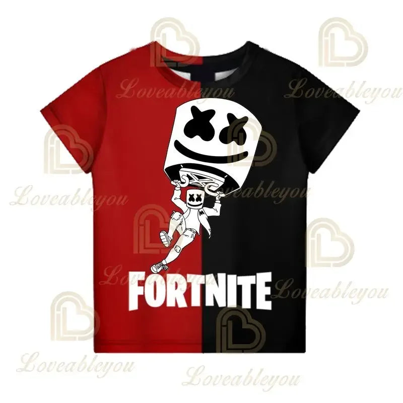 Battle Royale T-Shirt, Fortnite T-Shirt, Victory, Cartoon-Oberteile, Teenager-Kleidung, Kinder, Helden, Spiel, Festung, Nacht, 3D, Jungen, Mädchen, T-Shirt