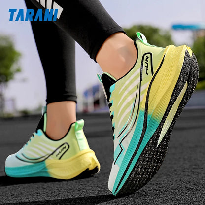 Men's Cushioning Running Shoes with Carbon Plate Marathon Women Lightweight Casual Sneakers for Jogging Workout Fitness Exercise
