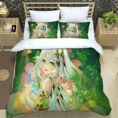 Ensemble de literie Anime Genshin Impact pour garçons et filles, taille Twin et Queen : housse de couette, taie d'oreiller, lit, enfants, adultes, mode, textile d'intérieur