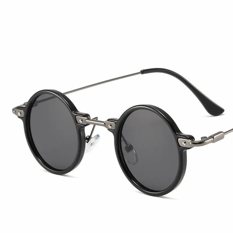 Occhiali da sole rotondi per uomo e donna, occhiali da sole retrò in stile steampunk, occhiali da sole da uomo e da donna, occhiali da sole di marca, montatura in metallo, occhiali da sole