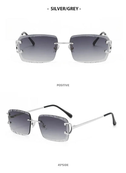 Fashion Square Sunglasses Vintage Women Men Frameless Sun Glasses Rimless Retro Luxury Brand Designer Eyeglasses UV400 Travel
