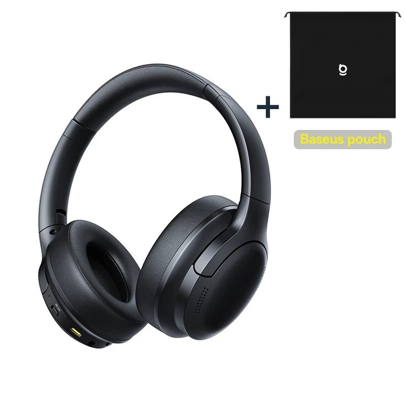 Baseus BH1 Lite Wireless Headphones Bluetooth 6.0 ENC Clear Call Headsets Super Bass Hit Earphones 80H Playtime Over Ear Headset