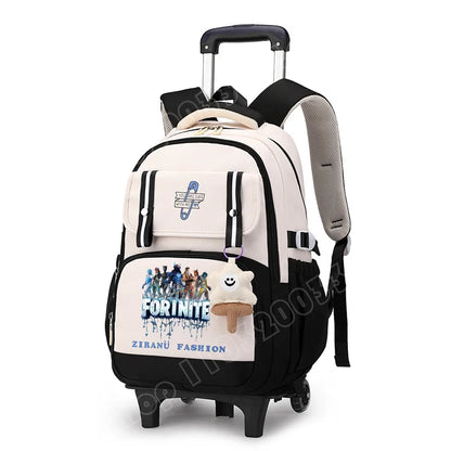 Fortnite Student Rolling Backpack Large Capacity Waterproof Lightweight Design Minimalist Laptop School Bag Casual Travel Bag