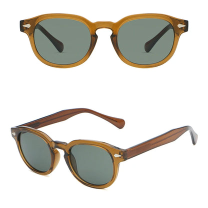 CATERSIDE Retro Round Men Sunglasses Punk Propionic Acid Pin Temple Luxury Sun Glasses Women Sports Leisure Party Eyewear UV400