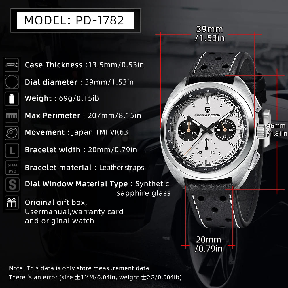 2026Pagani design watch luxury men's quartz watch speed men's chronograph top brand all-steel sapphire diving relógios masculino