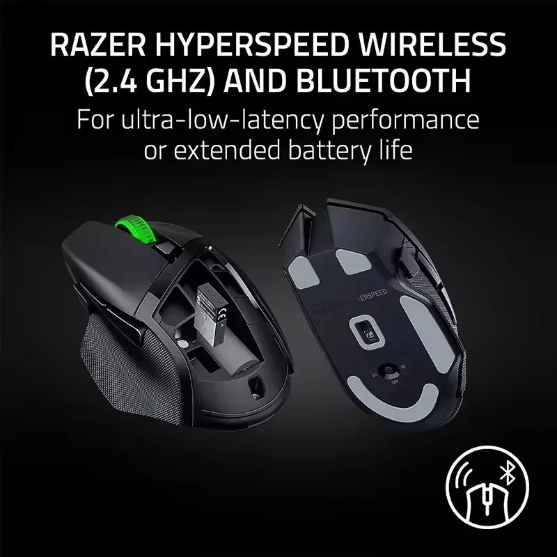 Mouse gaming wireless originale Razer Basilisk V3 X HyperSpeed personalizzabile, sensore ottico 18K, Chroma RGB, 9 comandi programmabili