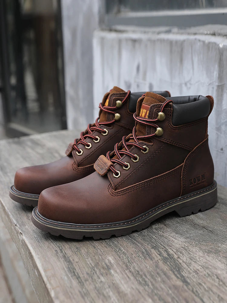 KOWM Cowhide Outdoor Men Hiking Shoes Waterproof Tactical Desert shoes Hunting Boots Snow Boots Fur Sneaker Women Trekking Shoes