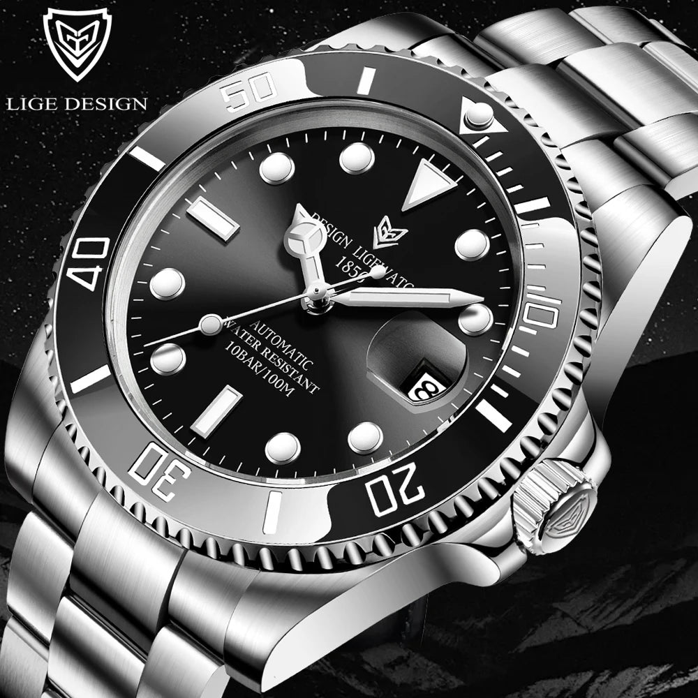 Orologi da polso meccanici da uomo LIGE, orologi da lavoro, orologi da uomo impermeabili, orologi sportivi automatici da uomo, Relogios Masculino