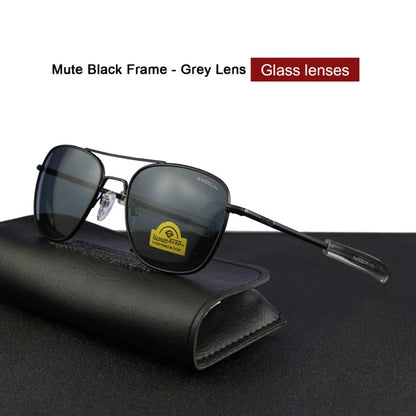 RE Sunglasses Man American Army Military Aviation Pilot Sun Glasses Glass Lens Woman Luxury Brand Vintage Metal Titanium Frame