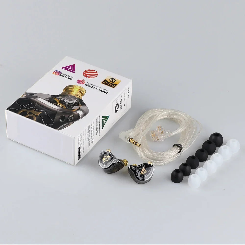Auricolari QKZ x HBB con diaframma da 10 mm rivestito in titanio, cuffie intrauricolari (IEM) Hi-Fi, cuffie per sport all’aperto