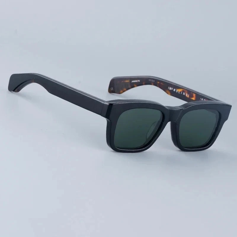 JMM Molino Square Sunglasses with Rivet Handmade Classical Vintage Acetate Designer Brand Prescription Eyeglasses with Case