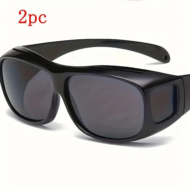 2 szt. Okulary z widzeniem nocnym do jazdy samochodem, okulary przeciwsłoneczne, okulary sportowe na świeżym powietrzu, do jazdy na rowerze i wędkowania, na dzień i na noc, unisex