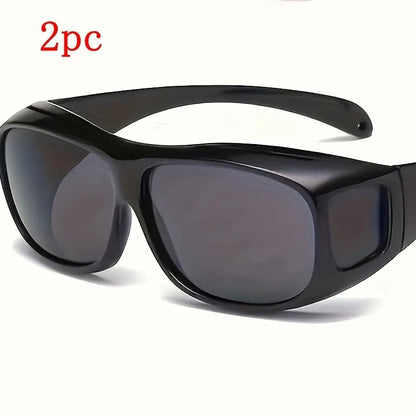2 szt. Okulary z widzeniem nocnym do jazdy samochodem, okulary przeciwsłoneczne, okulary sportowe na świeżym powietrzu, do jazdy na rowerze i wędkowania, na dzień i na noc, unisex
