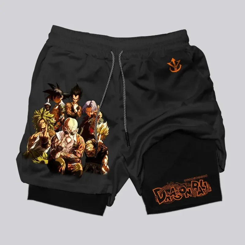 Dragon Ball Summer Fitness Shorts for Men and Women, Double-layer Sports Training Running Shorts, Casual Pants
