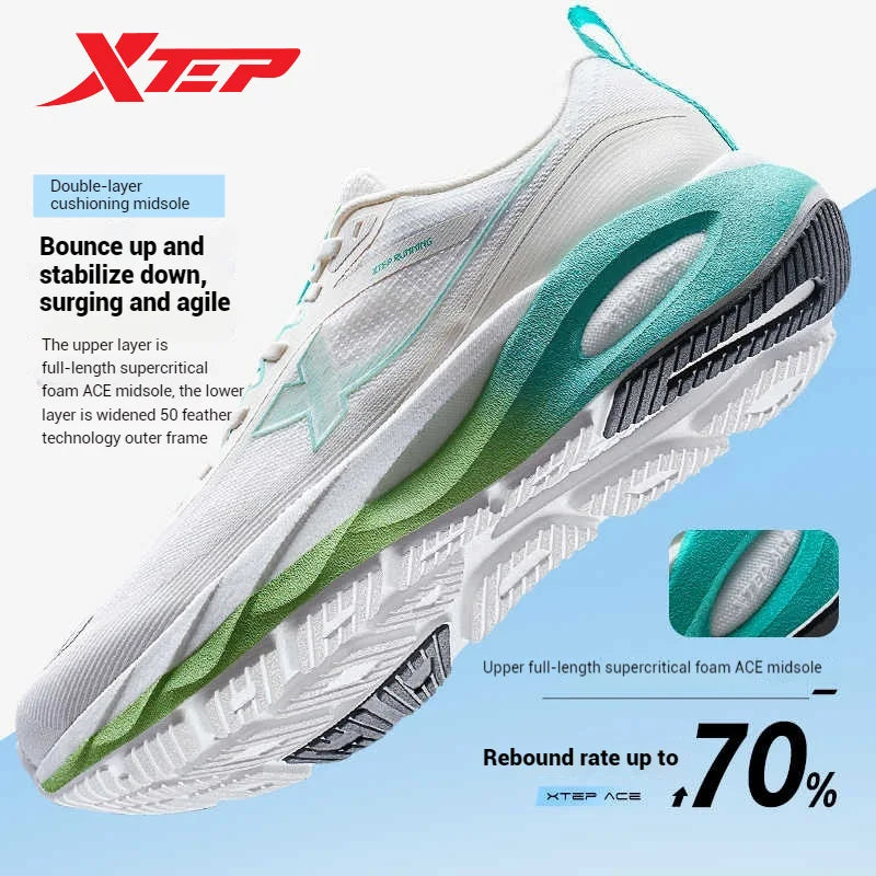 Xtep Lingbu 2.0 Running Shoes Male 2025 Spring ACE Support Feather Foam Sports Shoes Stability Advanced Sneakers 875119110001