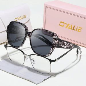 Oyalie Oversized Patterned Frame Sunglasses, a Pair of Glasses Specifically Designed for People with Nearsightedness, That Can Be Worn Directly over Prescription Glasses, Perfectly Solving the Problem of Nearsighted People We