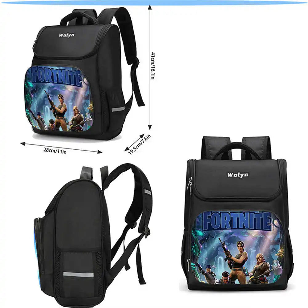 School Backpack With Multi Compartment ,Large Cartoon Fortnite School Bags For Boys & Girls,Durable Child Backpack For Aged 5-10