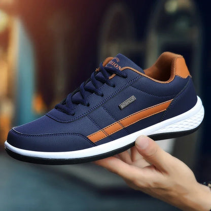 Skórzane męskie buty sportowe – modne, codzienne, włoskie, oddychające, rekreacyjne, męskie trampki, obuwie antypoślizgowe, męskie buty wulkanizowane