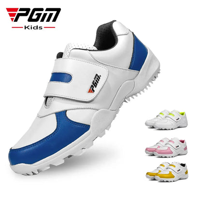PGM Chaussures de golf pour enfants (filles et garçons) - Baskets d'extérieur antidérapantes en cuir pour enfants - Chaussures de sport XZ054