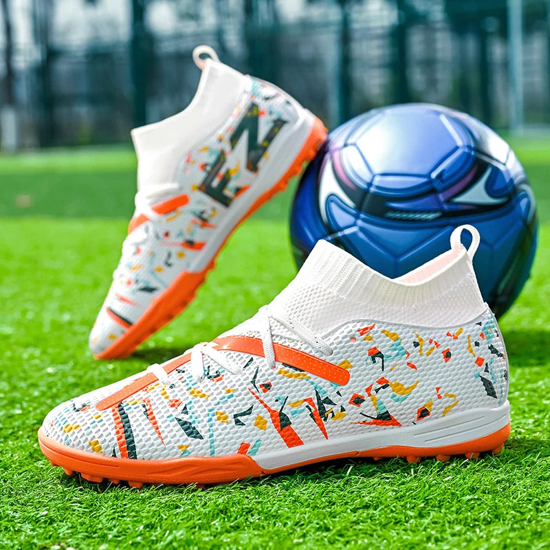 LiXingMing Football Boots Men White Professional High-Tops Soccer Society Cleats Football Shoes Non-Slip Match Training Sneaker