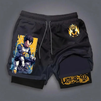 Dragon Ball Summer Fitness Shorts for Men and Women, Double-layer Sports Training Running Shorts, Casual Pants