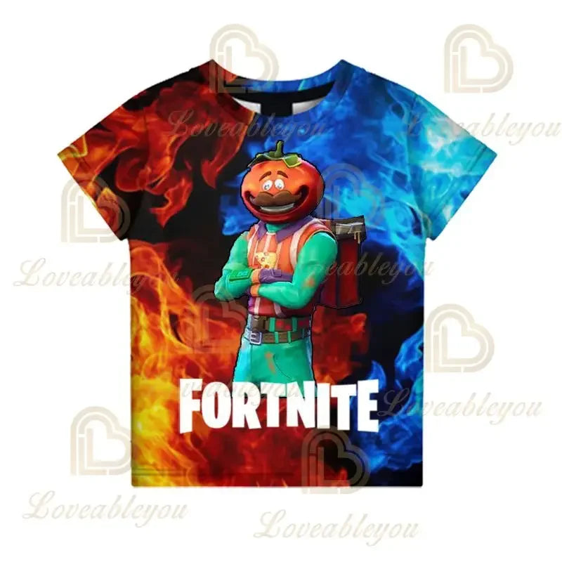 Battle Royale T-Shirt, Fortnite T-Shirt, Victory, Cartoon-Oberteile, Teenager-Kleidung, Kinder, Helden, Spiel, Festung, Nacht, 3D, Jungen, Mädchen, T-Shirt