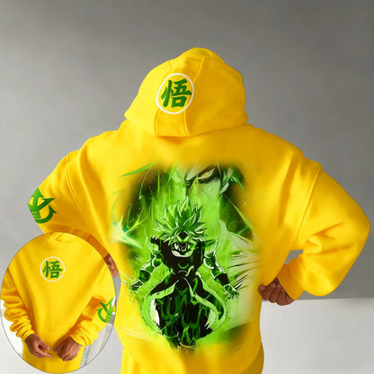 Camisola com capuz estampada com o Broli do anime Dragon Ball - Outono/Inverno - Nova coleção para homem e mulher - Estilo casual e folgado - Harajuku - Tamanhos grandes - Camisola para pais e filhos