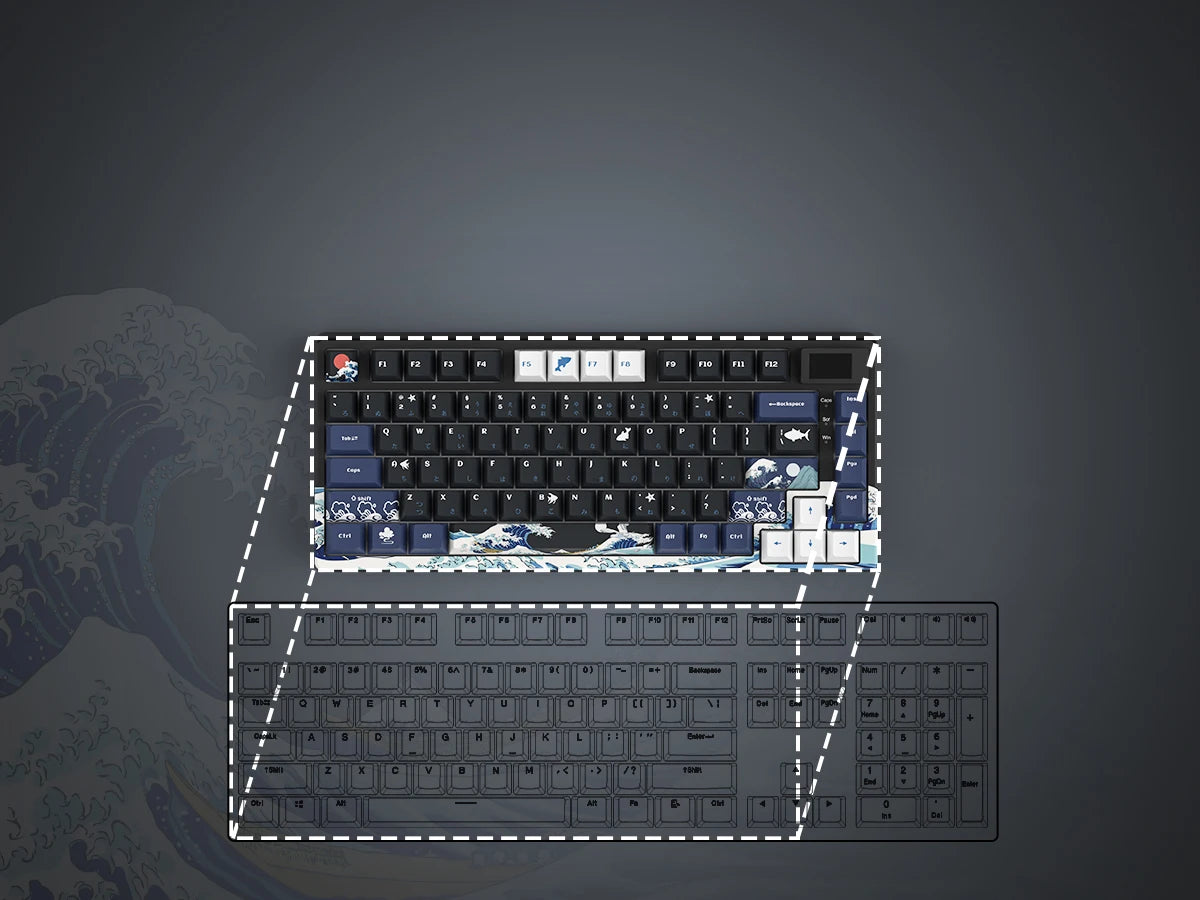 womier S-K80 Sea Wave Hot Swappable Gaming Keyboard Wired Mechanical Keyboard with Color OLED Display Gasket Mount RGB Keyboard