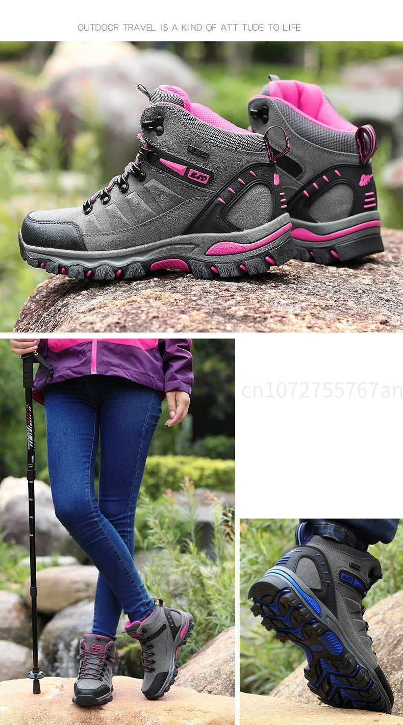 Couples Outdoor Hiking Shoes Comfortable Wear-Resistant Camping Climbing Mountain Shoes Breathable Sports Shoes Camping Boots