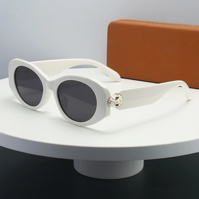 2026 New Oval-Shaped Sunglasses with a European and American Style, Featuring a Unique Metal Snake Head Design, Cross-Border Fashion Versatile Sunglasses for Women with a High-End Feel