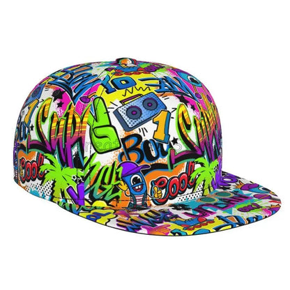 Colorful Graffiti Art Print Baseball Cap Adjustable Snapback Hat for Men Women Unisex Hip Hop Caps Flat Bill Brim Hats