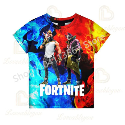 F-Fortnited T-Shirt για νέους: Battle Game – Κοντομάνικα καλοκαιρινά μπλουζάκια για ενήλικες, για εφήβους και έφηβες