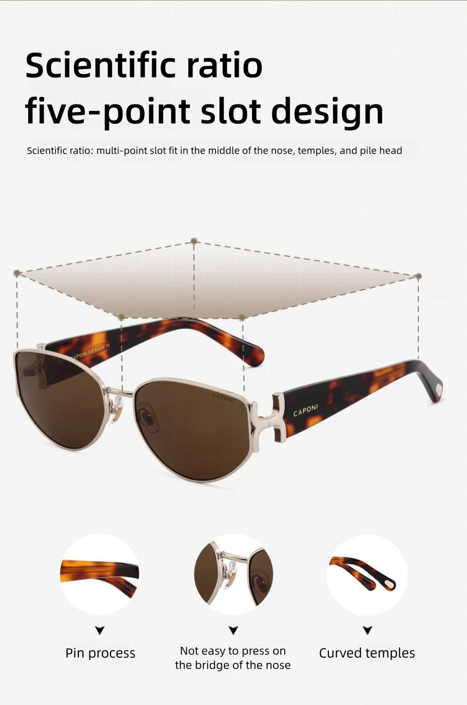 CAPONI Luxury Women Polarized Sunglasses Vintage Acetate Outdoor Original Design Eyewear UV400 Protection Brown Shade CP34020