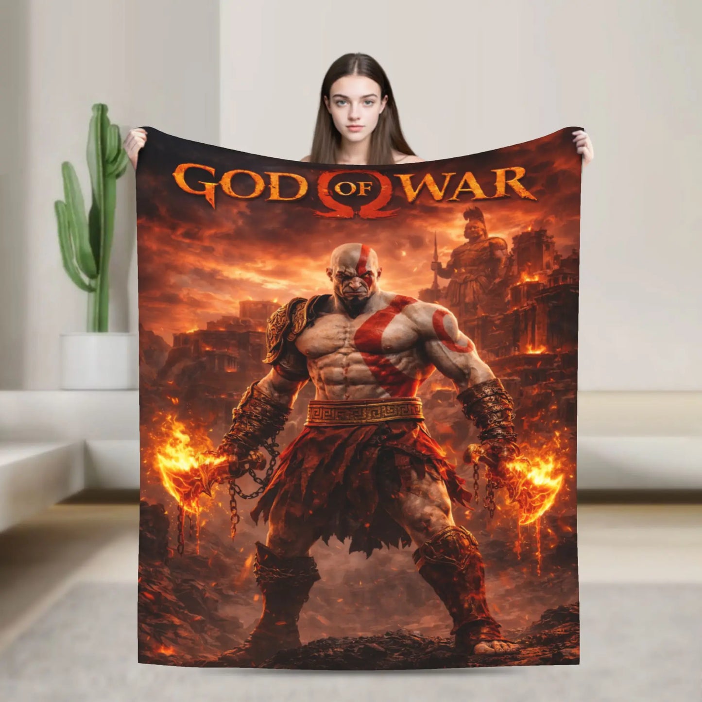 God of War Games Kratos Cartoon  Blanket Quality Soft  Bedding Throws Winter Travel Office Home Decor Aesthetic Bedspread