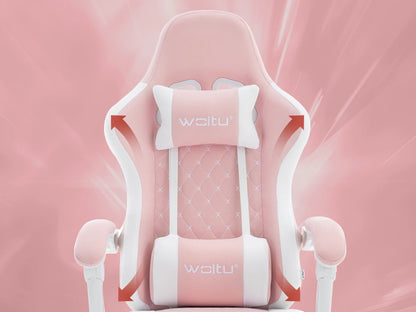 WOLTU Massage Gaming Chair Ergonomic Swivel Computer Chair with Pillow & Footrest Adjustable Headrest Lumbar Support Gamer Chair