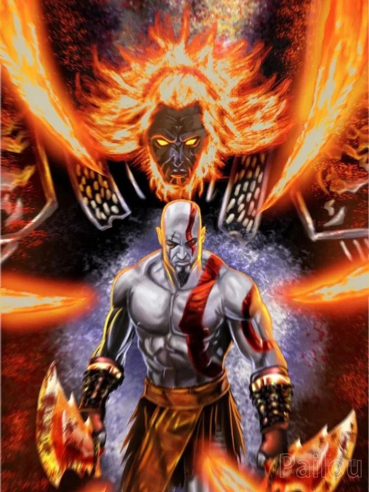 God Of War Ragnarok 5D DIY Diamond Painting Kit Greek Mythology Kratos Art Mosaic Cross Stitch Handcraft Home Room Decor Gift