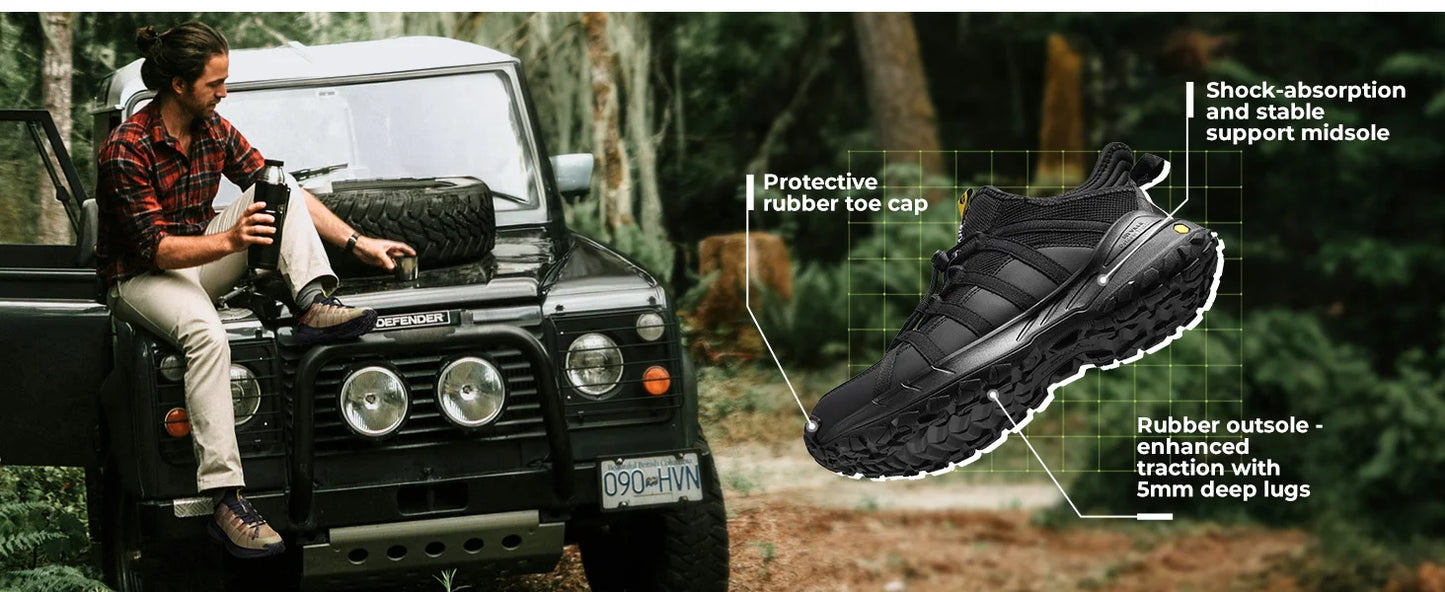 FitVille Wide Slip On Shoes For Men Walking Hiking Shoe Outdoor Trekking Loafer Arch Support Slip Resistant  Wide Toe Box