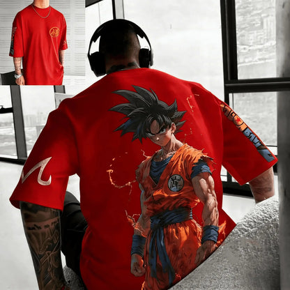 Letní tričko s motivem Dragon Ball – poškozený Goku, vintage anime, pánské, z čisté bavlny, ležérní, volný střih, sportovní, na každodenní nošení