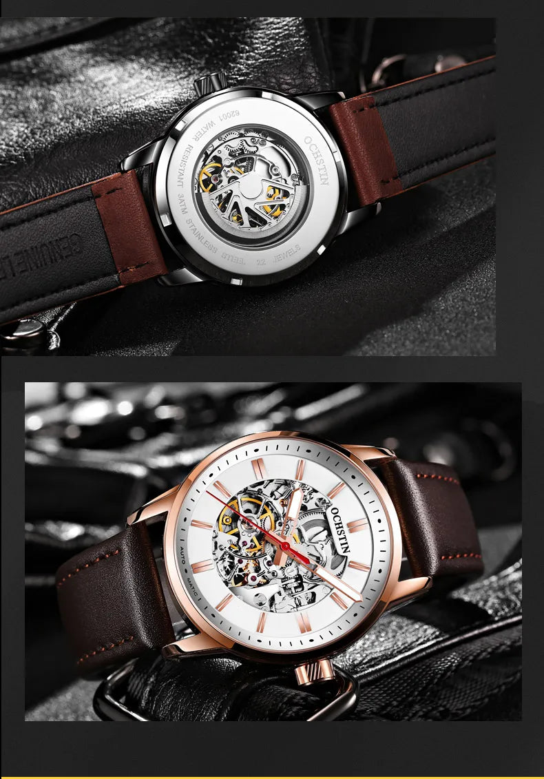 OCHSTIN Automatikuhren für Herren – Luxus, Royal, Leuchtend, Skelett, wasserdicht, mechanisch, modisch – Herrenuhren als Geschenke für Männer