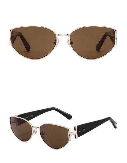 CAPONI Luxury Women Polarized Sunglasses Vintage Acetate Outdoor Original Design Eyewear UV400 Protection Brown Shade CP34020