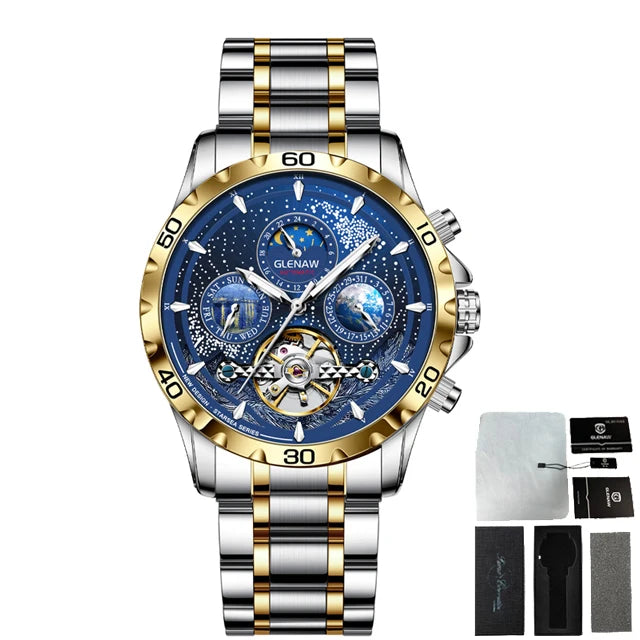 Montre automatique pour homme GLENAW – Montre mécanique étanche, design de luxe, style élégant et professionnel